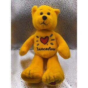 Yellow Heart Stuffed Plush Bear "Barcelona" 9 inches